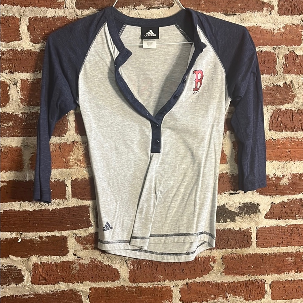 Adidas Boston Red Sox Gray and Blue Baseball Shirt